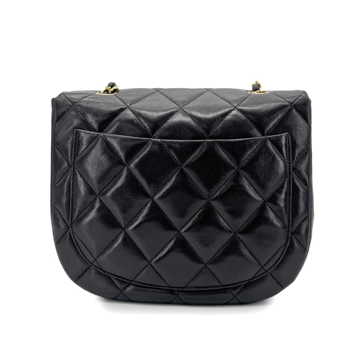 CHANEL VINTAGE MATELASSE BIG COCO CHAIN SHOULDER BAG BLACK LAMB SKIN 90263103