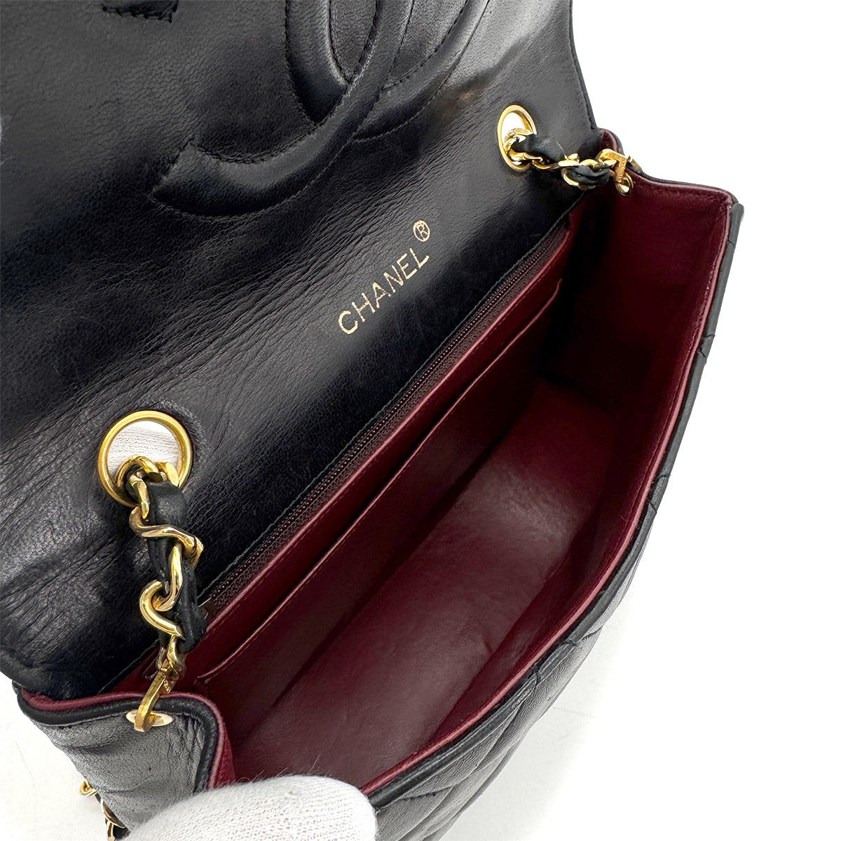 CHANEL VINTAGE MATELASSE BIG COCO CHAIN SHOULDER BAG BLACK LAMB SKIN 90263103