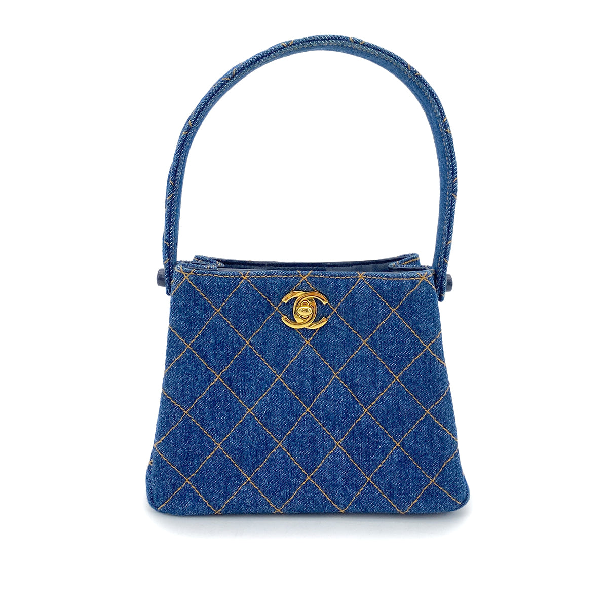 CHANEL VINTAGE MATELASSE HAND BAG BLUE DENIM 90263113