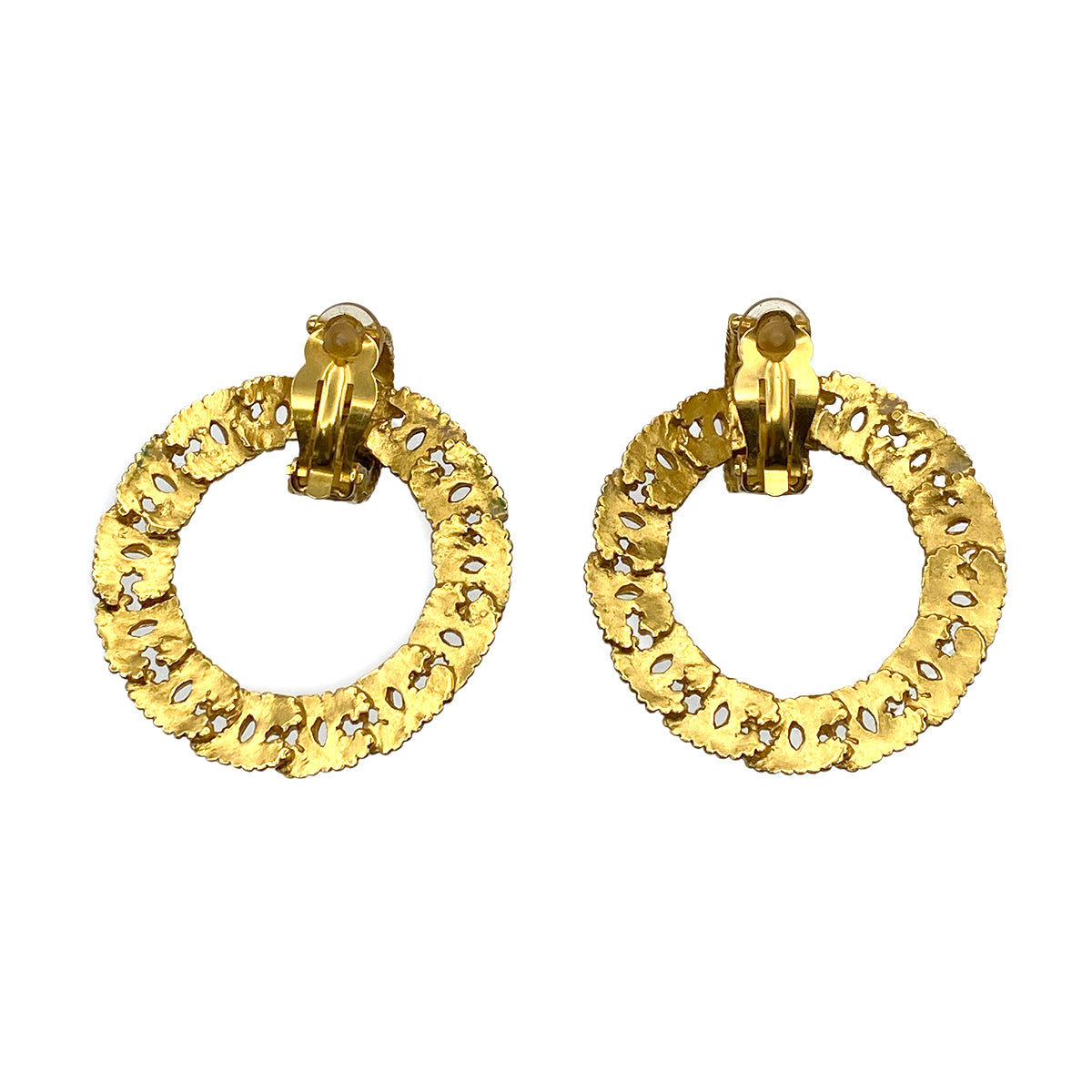 CHANEL VINTAGE EARRINGS HOOP ACCESSORY 96A 90263115