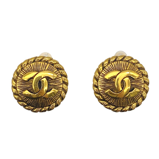 CHANEL VINTAGE EARRINGS COCOMARK ROUND ACCESSORY 90263129