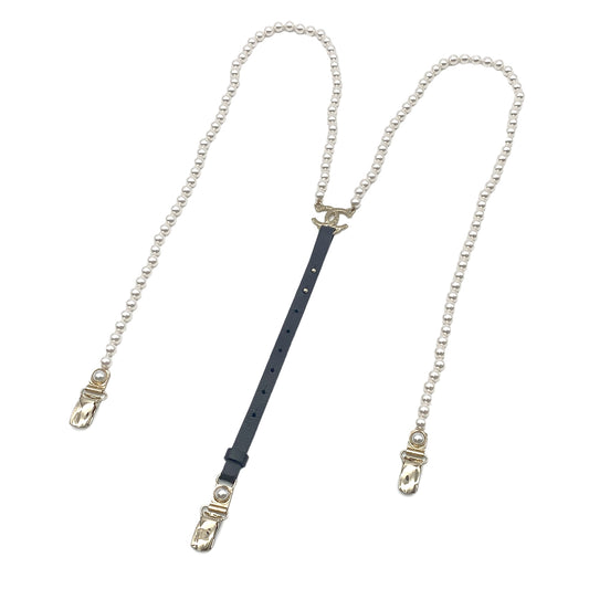 CHANEL SUSPENDER COCOMARK FAUX PEARL LEATHER A24K 90263171