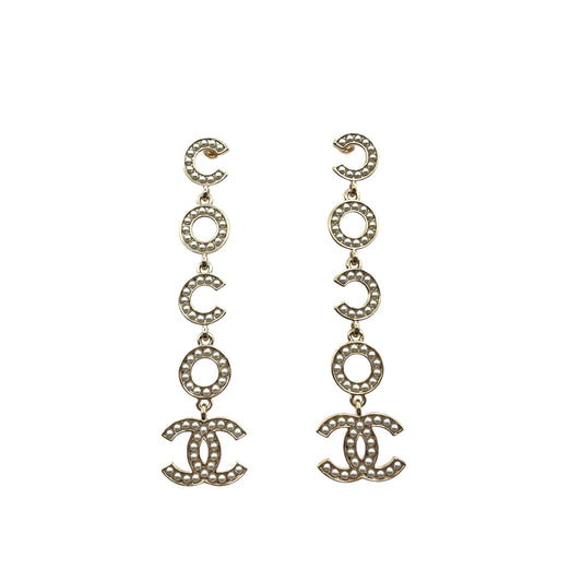 CHANEL EARRINGS COCOMARK SWING FAKE PEARL ACCESSORY B21P 90263172