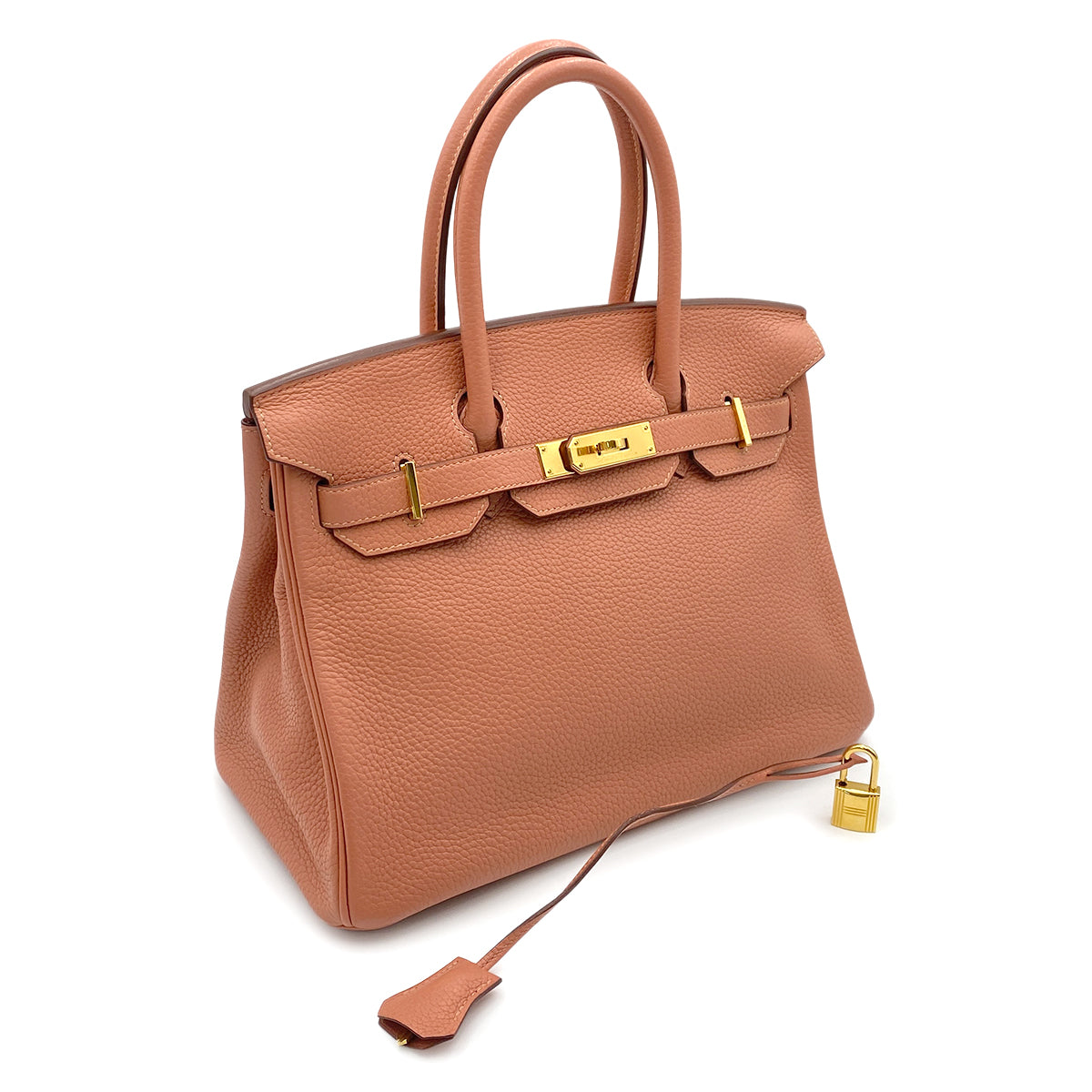 HERMES BIRKIN 30 FLAMINGO TAURILLON CLEMENCE HAND BAG □R GHW 90263217