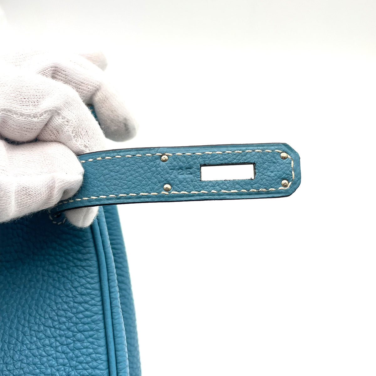 HERMES HAUT A COURROIES 28 BLUE JEAN TOGO HAND BAG ▢J SHW 90263222