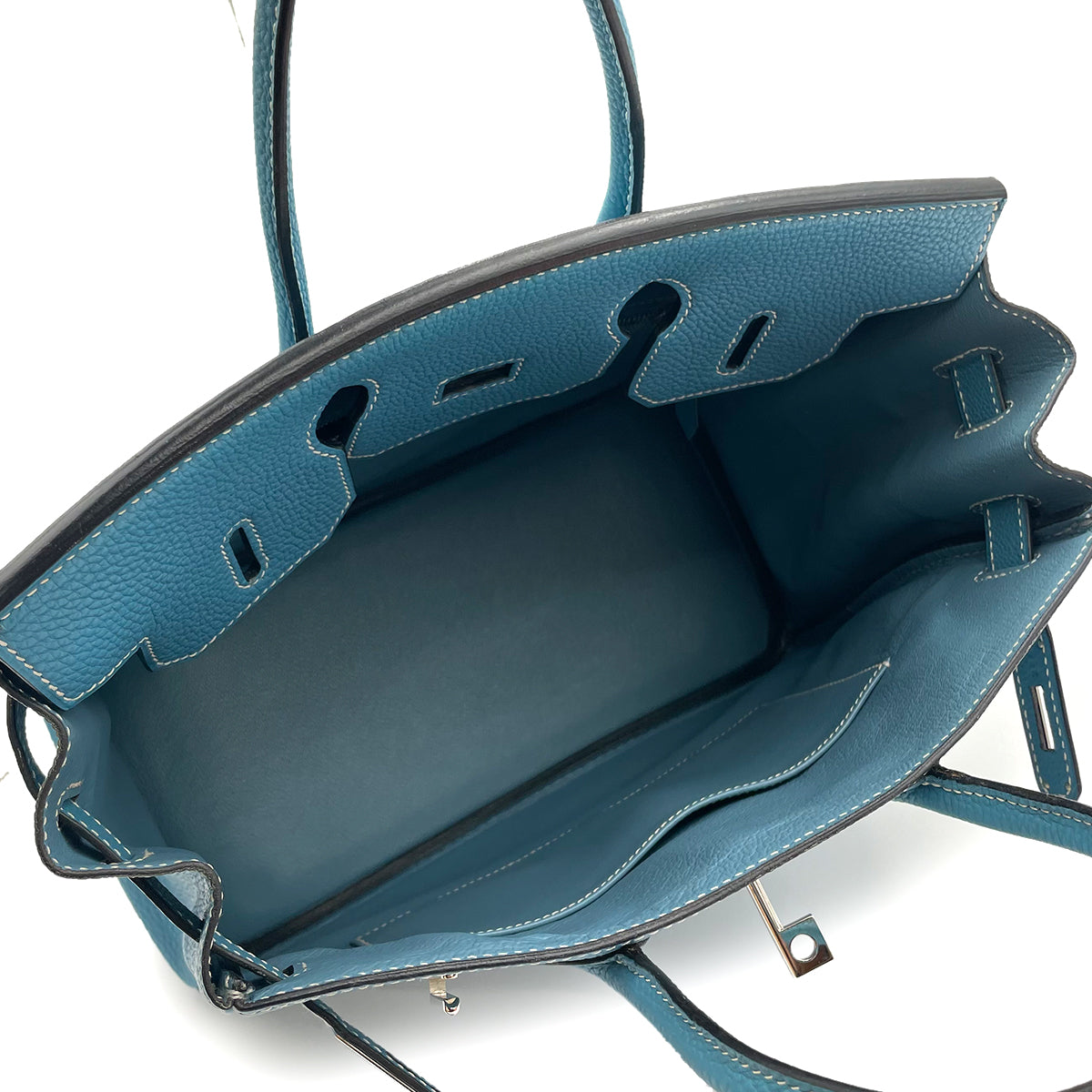 HERMES HAUT A COURROIES 28 BLUE JEAN TOGO HAND BAG ▢J SHW 90263222