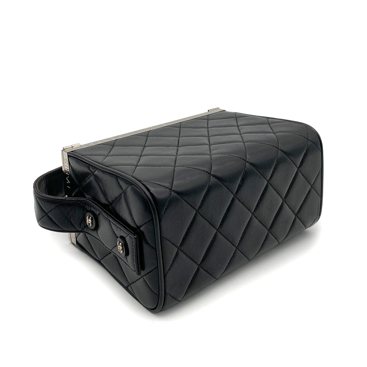 CHANEL VINTAGE MATELASSE HAND BAG BLACK LAMB SKIN 90263224