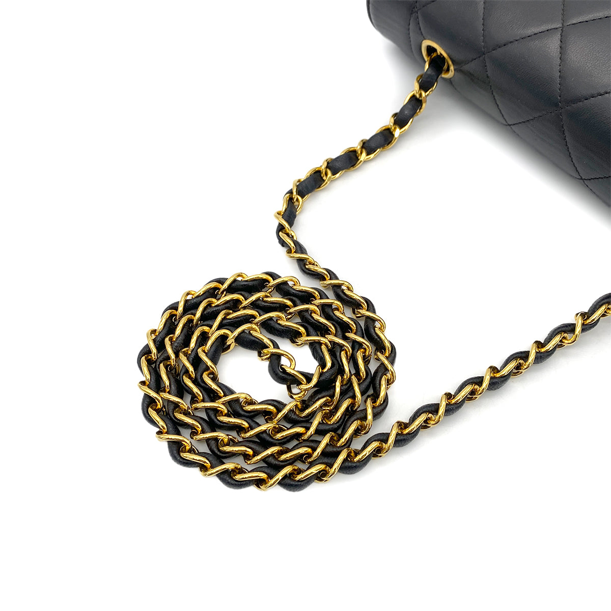 CHANEL VINTAGE DIANA SMALL CHAIN SHOULDER BAG BLACK LAMB SKIN 90263297