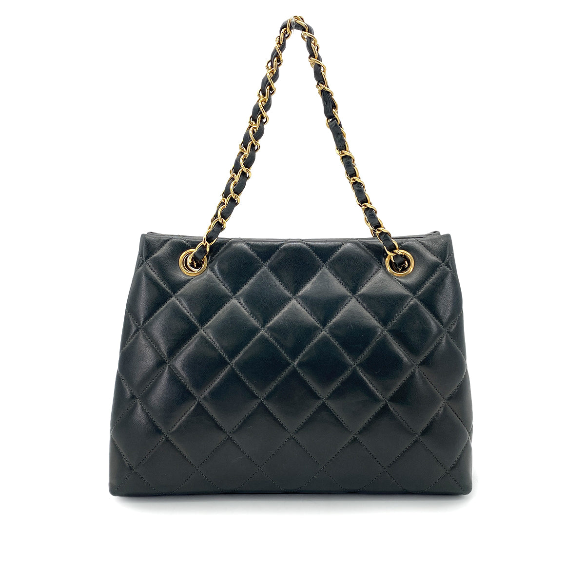 CHANEL VINTAGE MATELASSE CHAIN TOTE BAG DARK GREEN LAMB SKIN 90263308