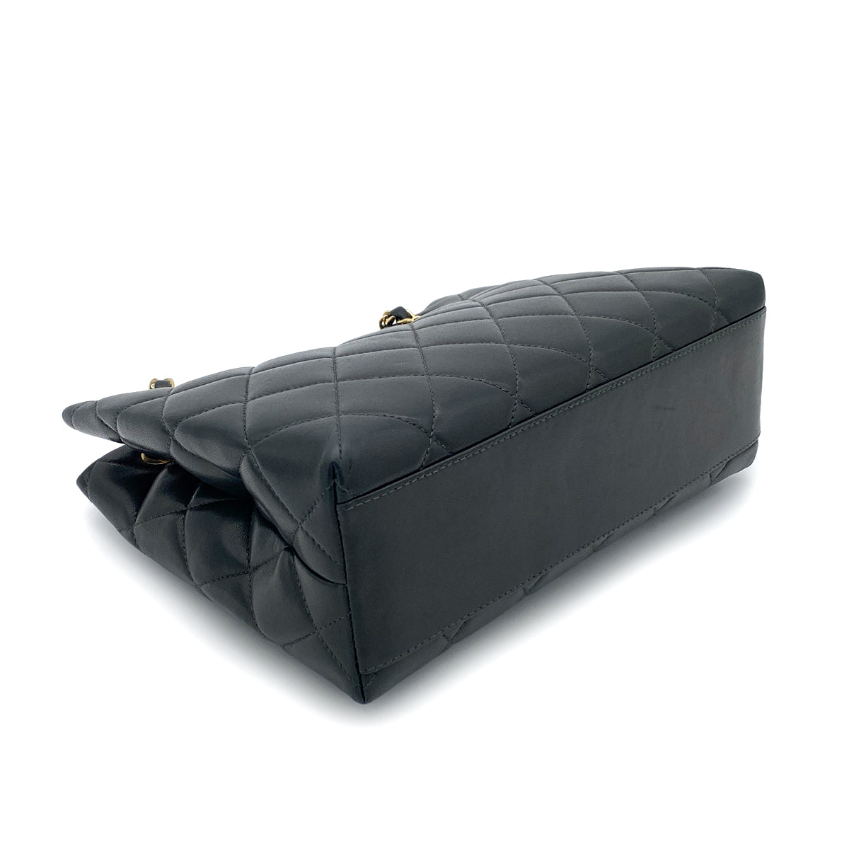 CHANEL VINTAGE MATELASSE CHAIN TOTE BAG DARK GREEN LAMB SKIN 90263308