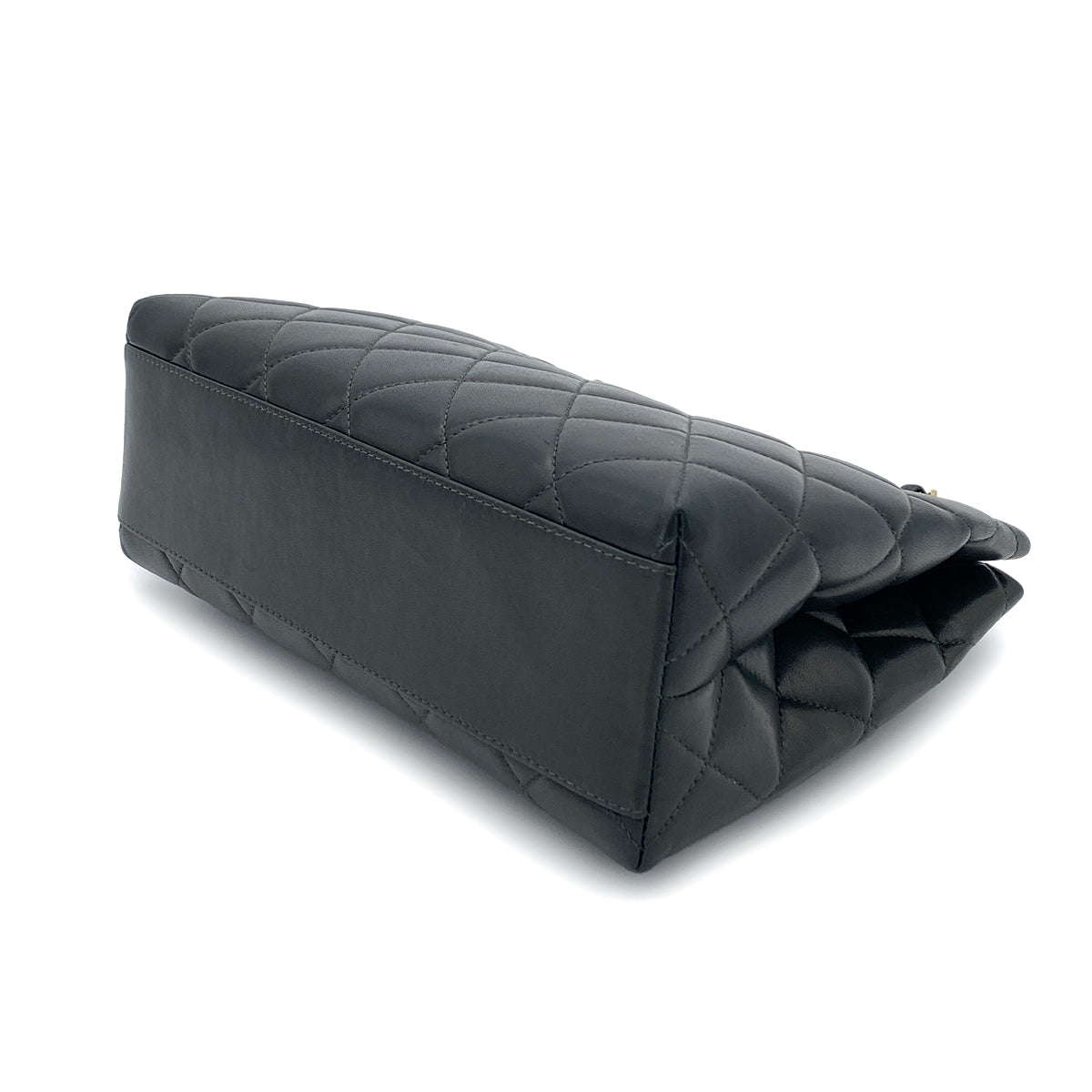 CHANEL VINTAGE MATELASSE CHAIN TOTE BAG DARK GREEN LAMB SKIN 90263308