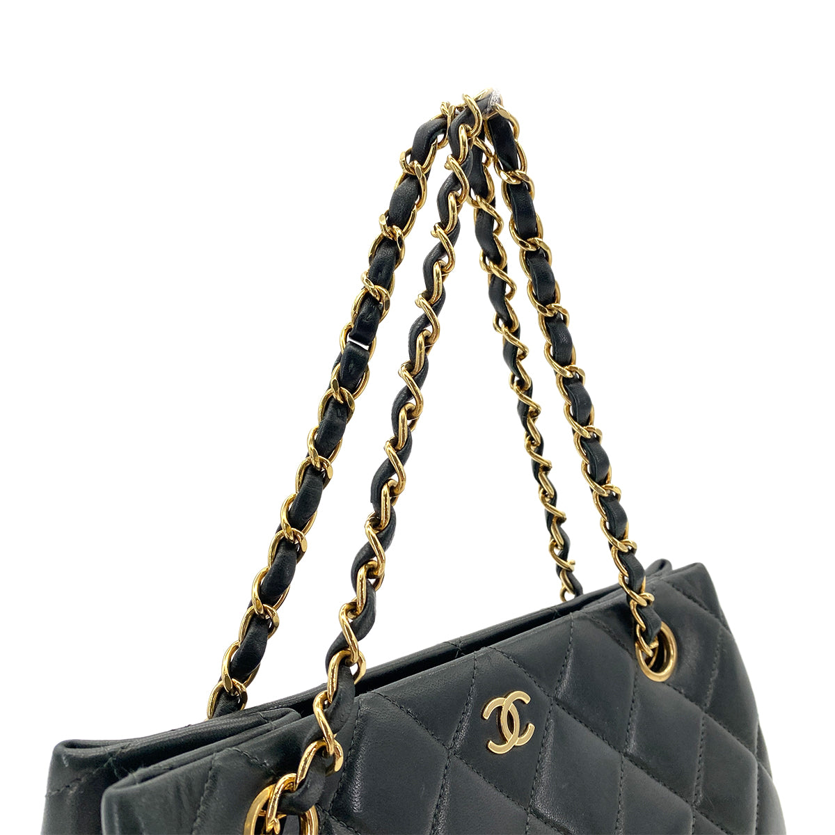 CHANEL VINTAGE MATELASSE CHAIN TOTE BAG DARK GREEN LAMB SKIN 90263308