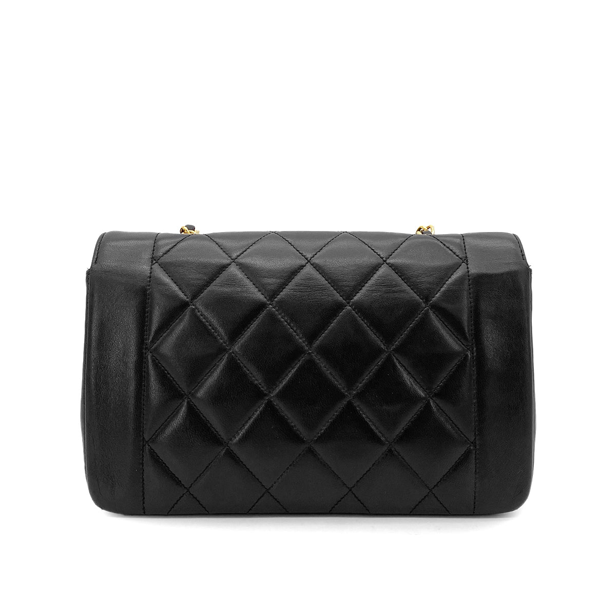 CHANEL VINTAGE DIANA SMALL CHAIN SHOULDER BAG BLACK LAMB SKIN 90263309