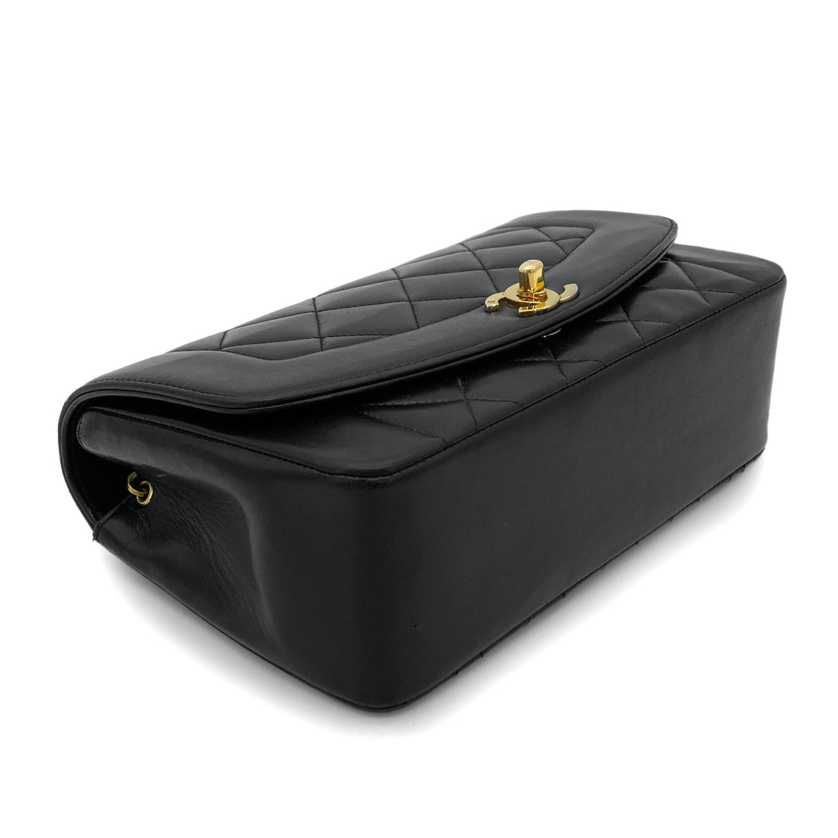 CHANEL VINTAGE DIANA SMALL CHAIN SHOULDER BAG BLACK LAMB SKIN 90263309