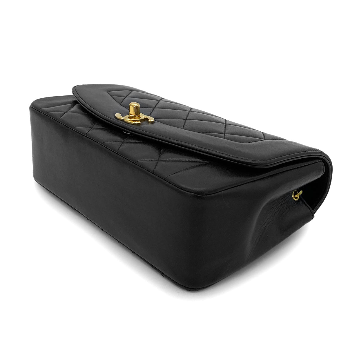 CHANEL VINTAGE DIANA SMALL CHAIN SHOULDER BAG BLACK LAMB SKIN 90263309