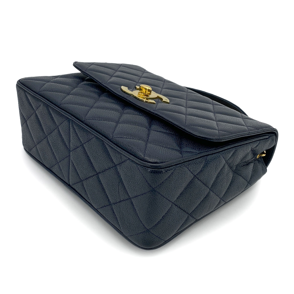 CHANEL VINTAGE MATELASSE SHOULDER BAG NAVY CAVIAR SKIN 90263311