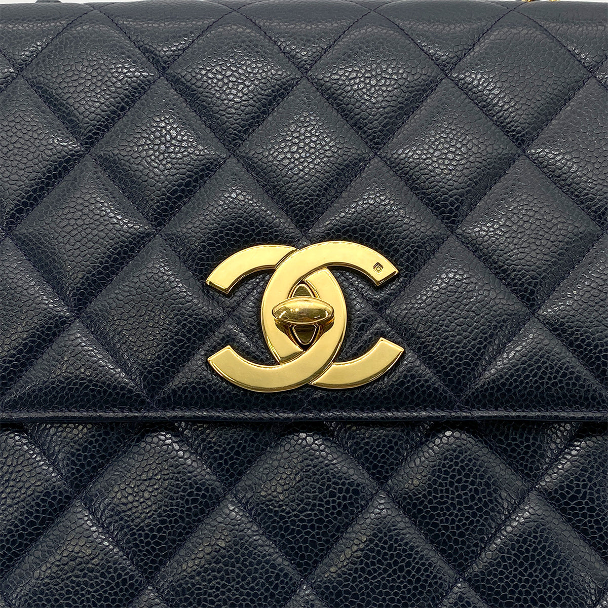 CHANEL VINTAGE MATELASSE SHOULDER BAG NAVY CAVIAR SKIN 90263311