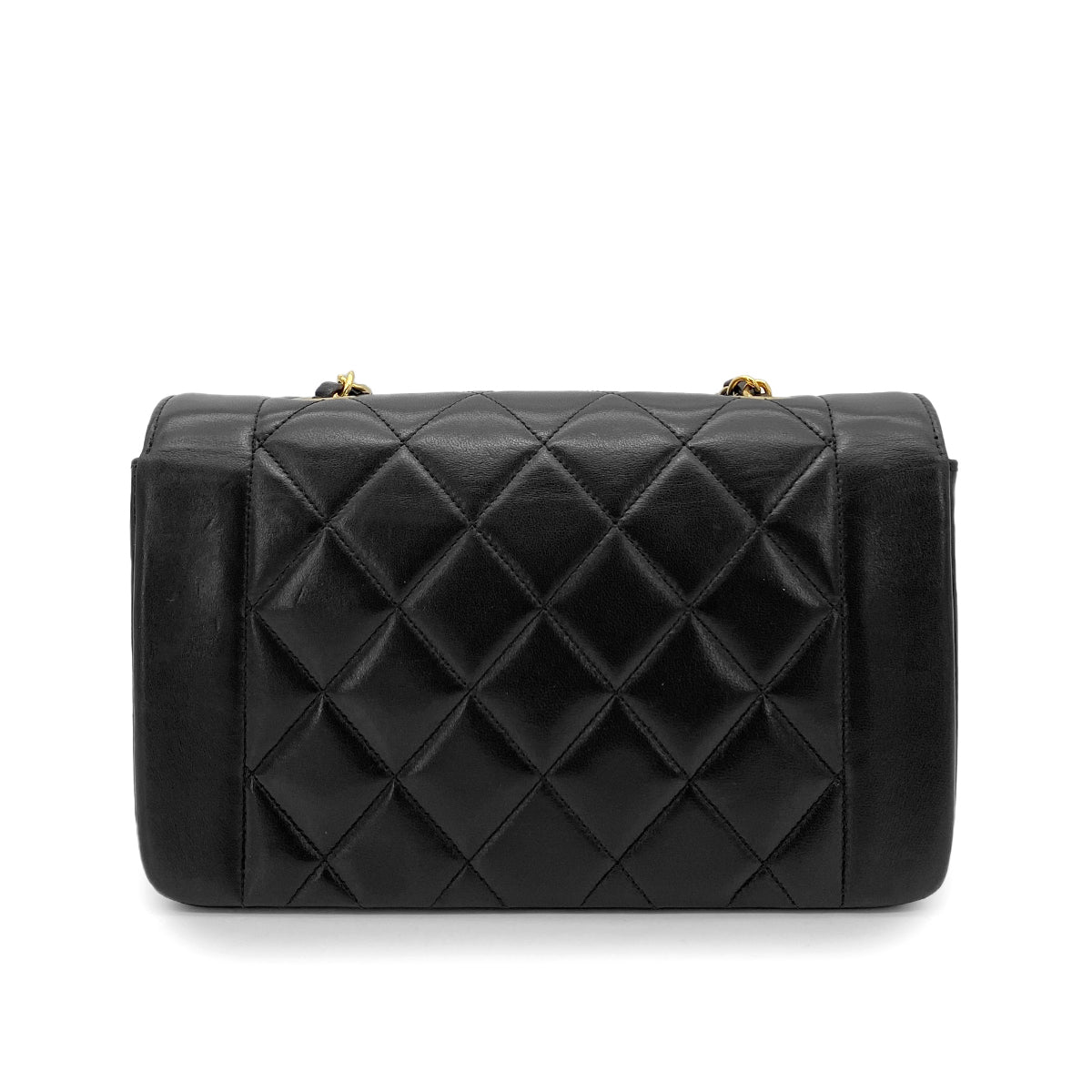 CHANEL VINTAGE DIANA SMALL CHAIN SHOULDER BAG BLACK LAMB SKIN 90263312