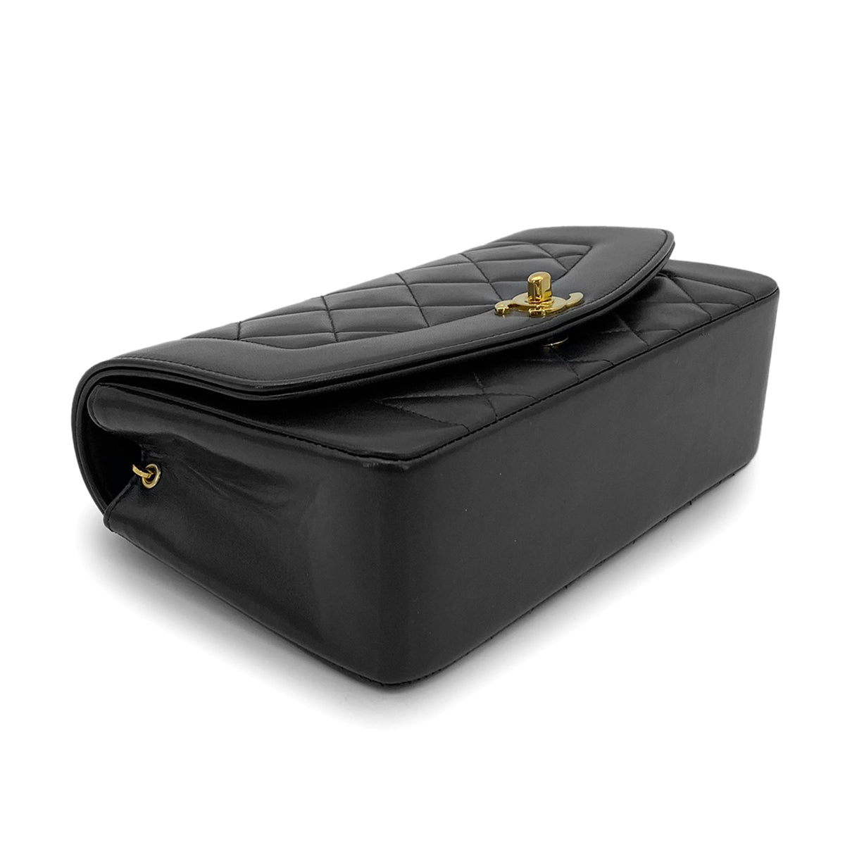 CHANEL VINTAGE DIANA SMALL CHAIN SHOULDER BAG BLACK LAMB SKIN 90263312