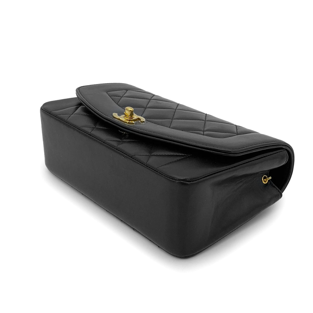 CHANEL VINTAGE DIANA SMALL CHAIN SHOULDER BAG BLACK LAMB SKIN 90263312