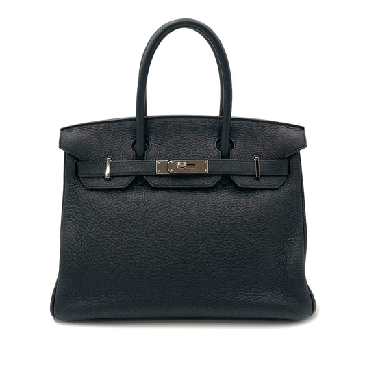 HERMES BIRKIN 30 BLACK TAURILLON CLEMENCE HAND BAG □O 90263322