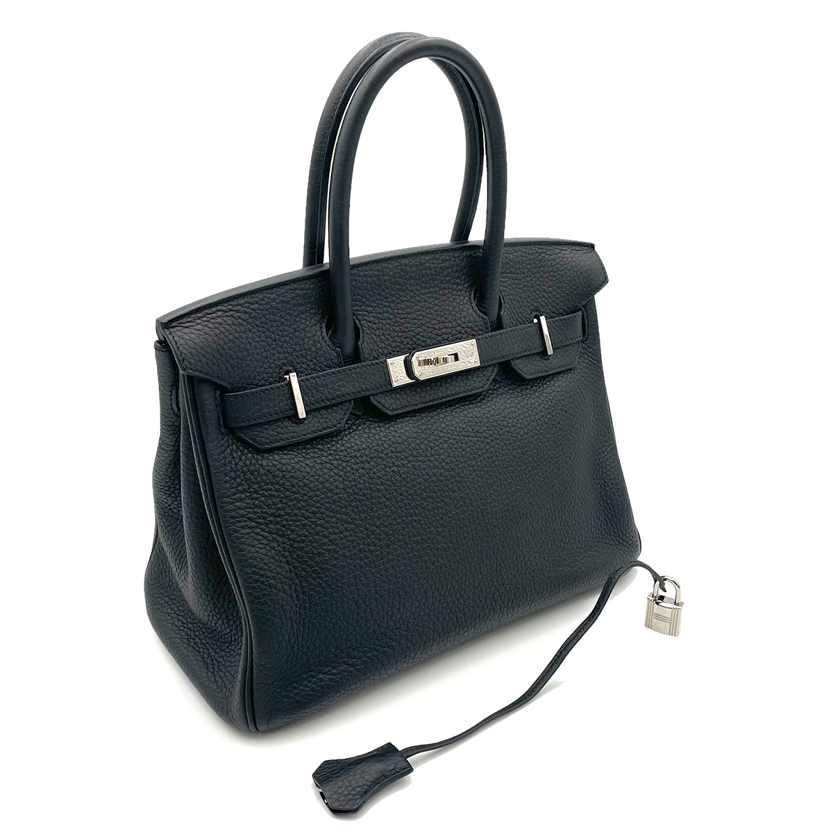 HERMES BIRKIN 30 BLACK TAURILLON CLEMENCE HAND BAG □O 90263322