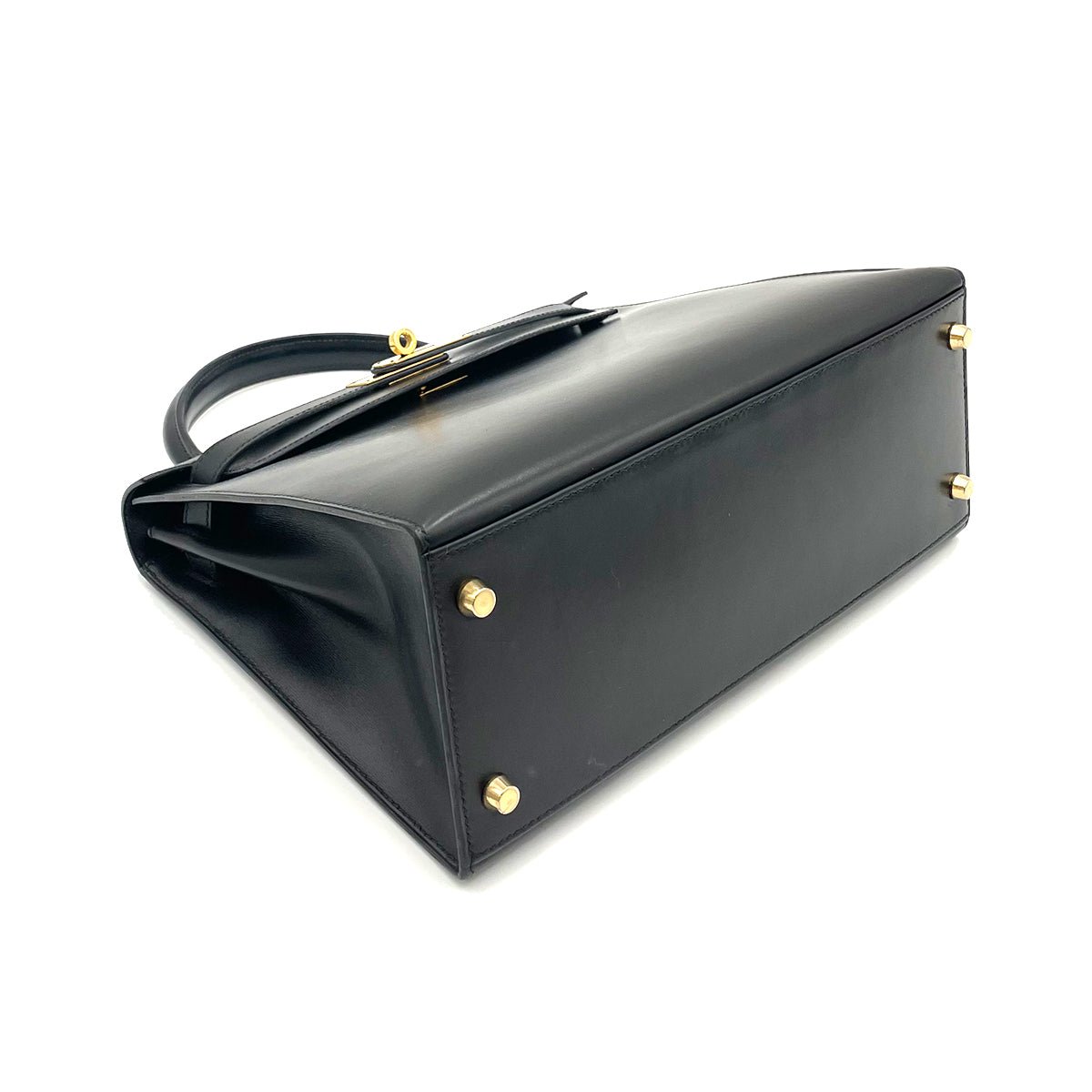 HERMES KELLY 28 SELLIER BLACK BOXCALF HAND SHOULDER BAG 〇Y 90263324