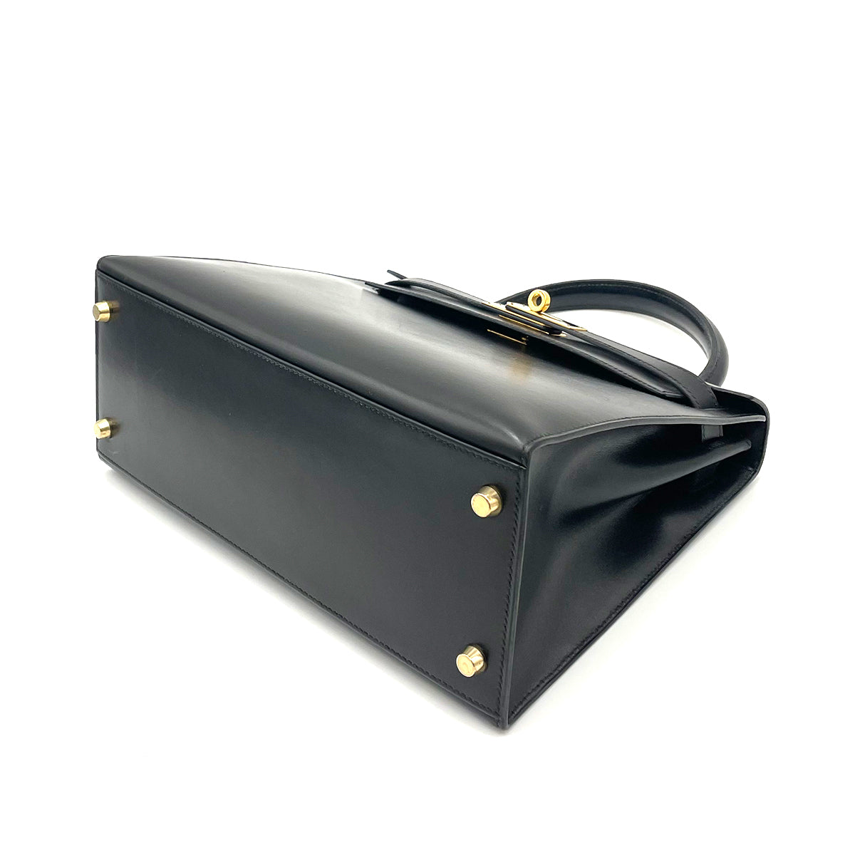 HERMES KELLY 28 SELLIER BLACK BOXCALF HAND SHOULDER BAG 〇Y 90263324