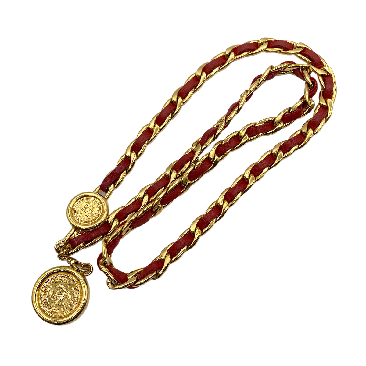 CHANEL VINTAGE CHAIN BELT LEATHER COCOMARK ACCESSORY 90263339