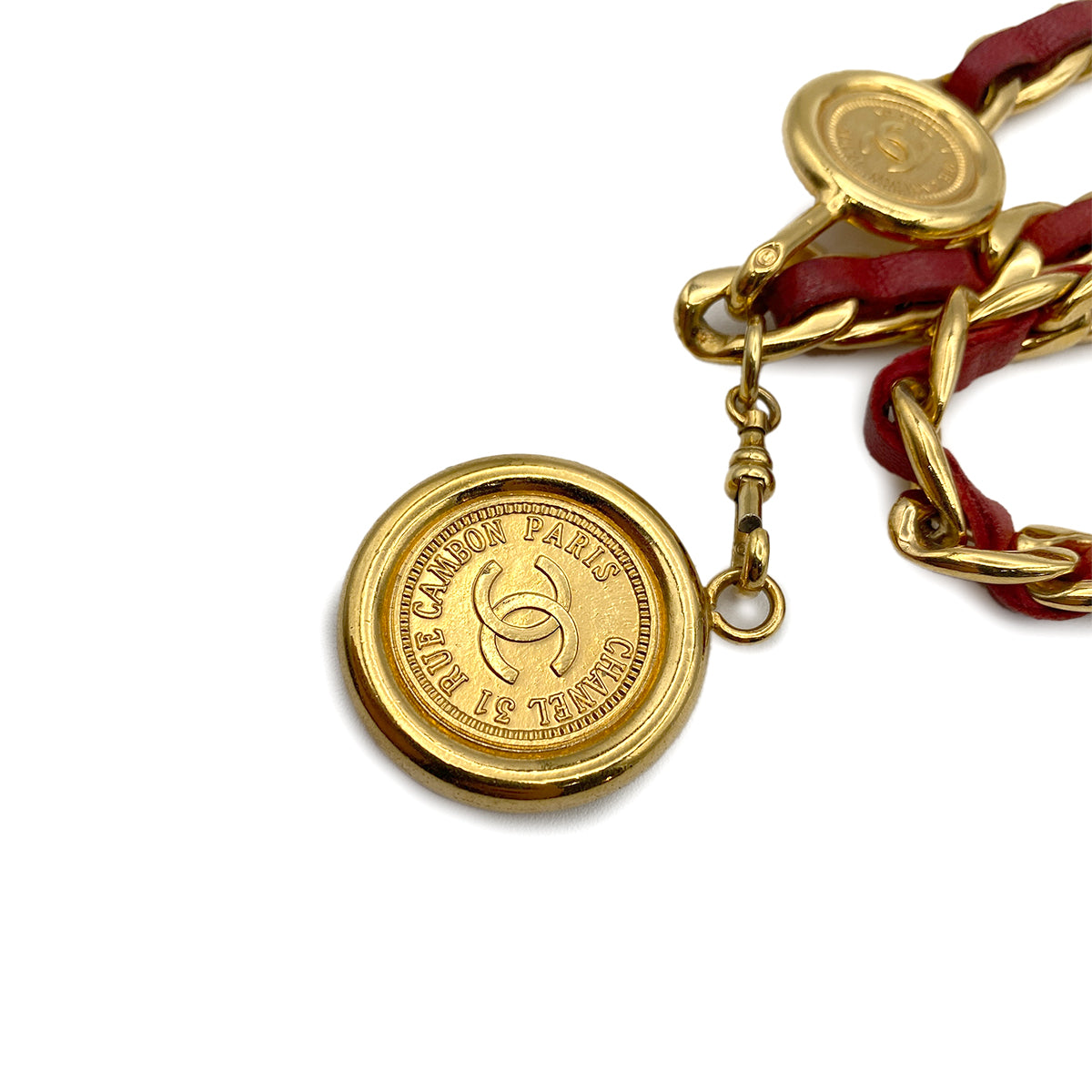 CHANEL VINTAGE CHAIN BELT LEATHER COCOMARK ACCESSORY 90263339