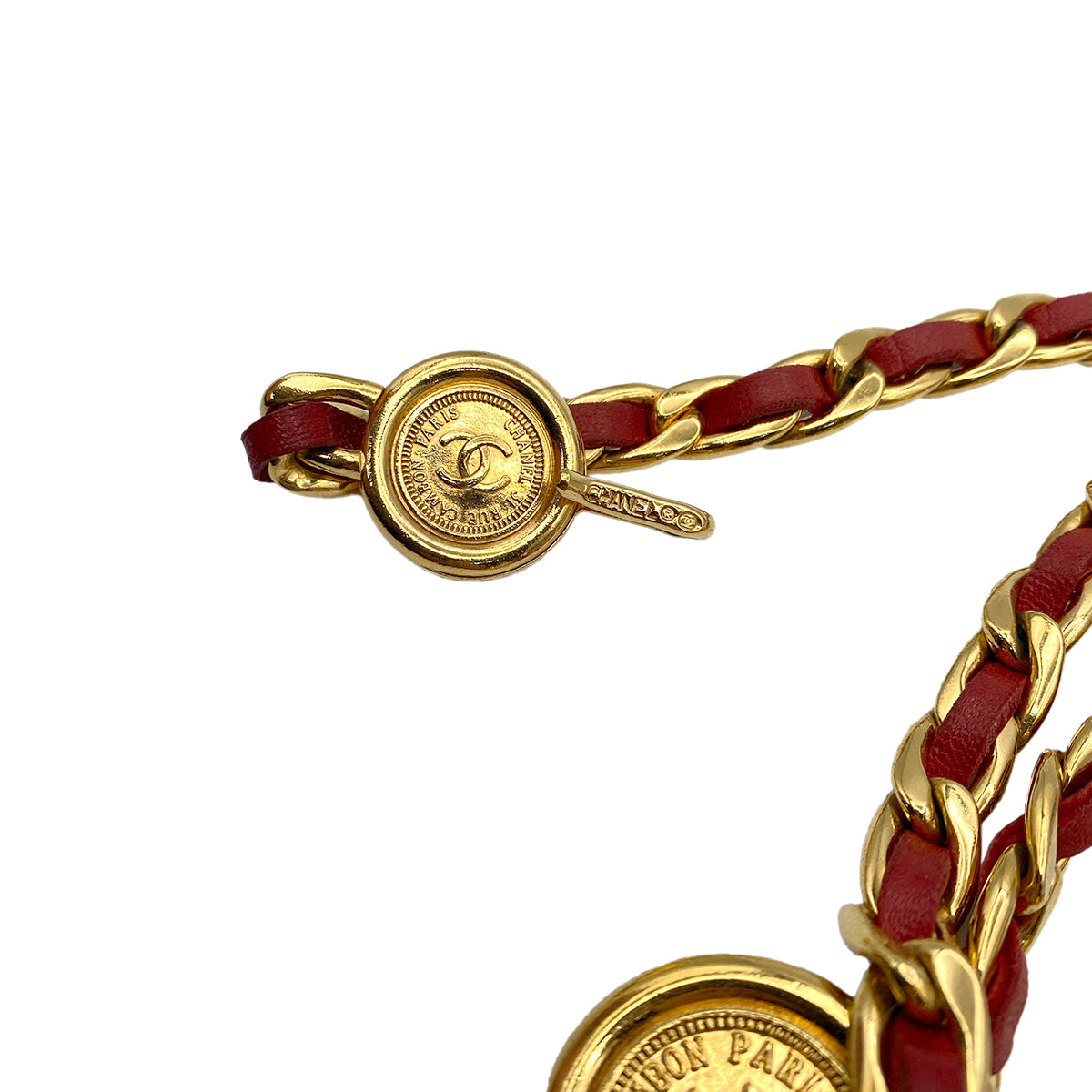 CHANEL VINTAGE CHAIN BELT LEATHER COCOMARK ACCESSORY 90263339