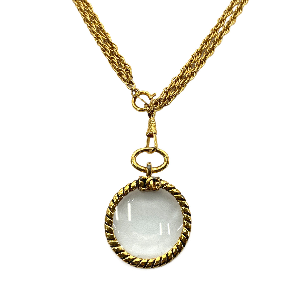 CHANEL VINTAGE NECKLACE COCOMARK LOUPE ROUND ACCESSORY 90263605