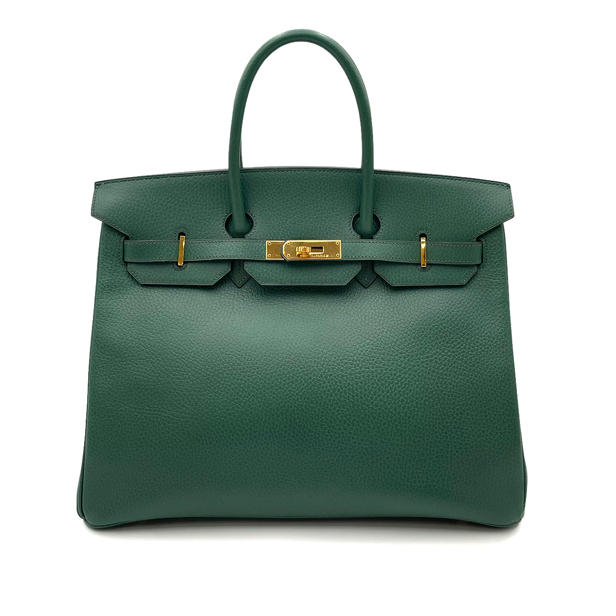HERMES BIRKIN 35 VERT ANGLAIS ARDENNES HAND BAG □A 90263606