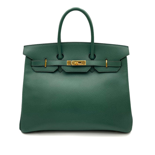 HERMES BIRKIN 35 VERT ANGLAIS ARDENNES HAND BAG □A 90263606