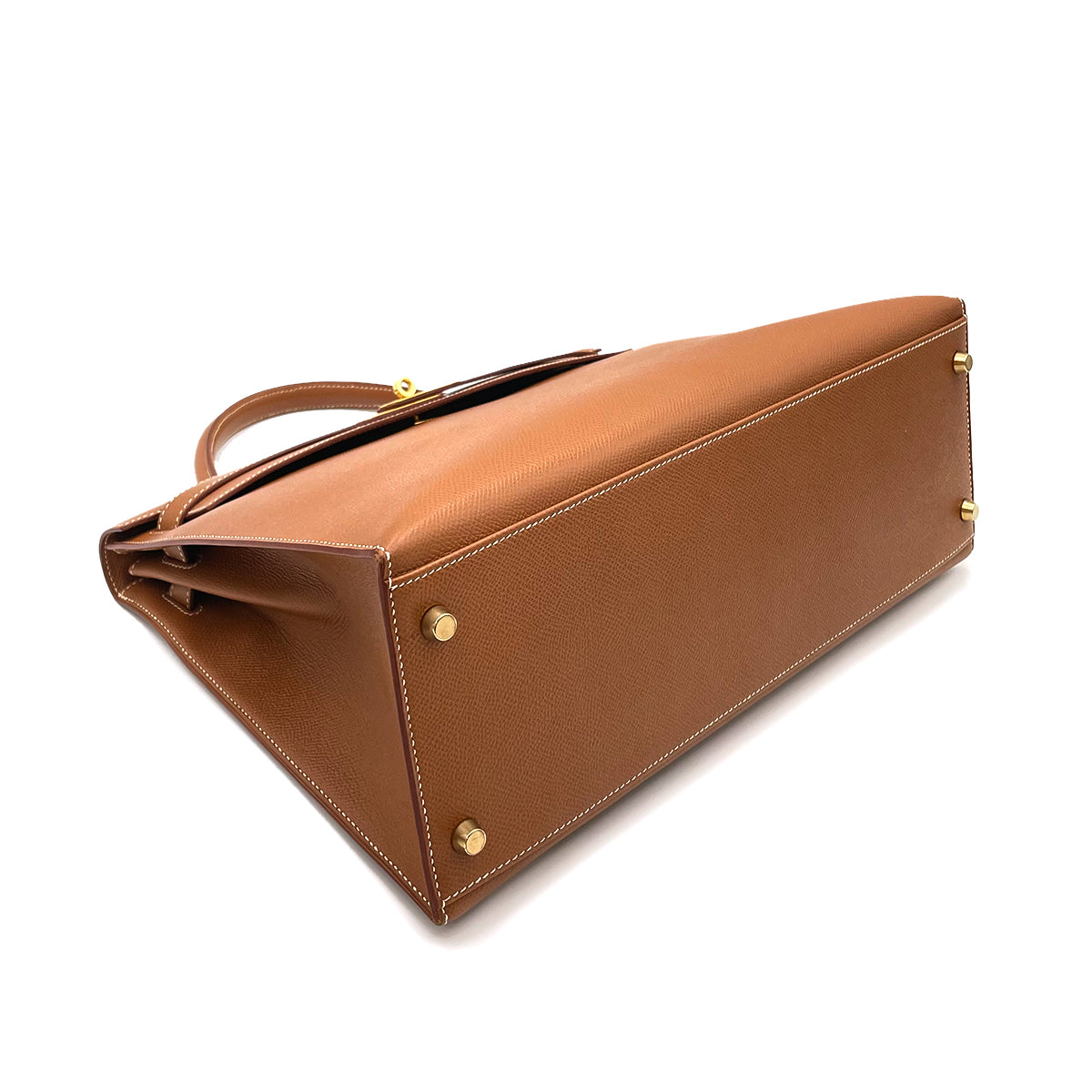 HERMES KELLY 32 SELLIER GOLD COUCHVEL HAND SHOULDER BAG □A 90263607