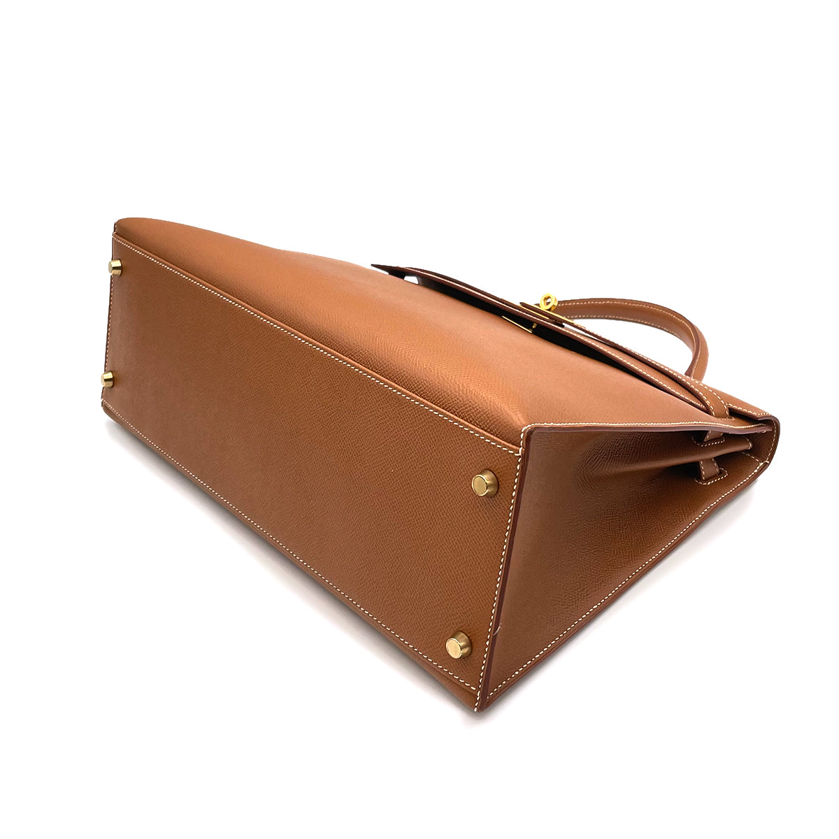 HERMES KELLY 32 SELLIER GOLD COUCHVEL HAND SHOULDER BAG □A 90263607