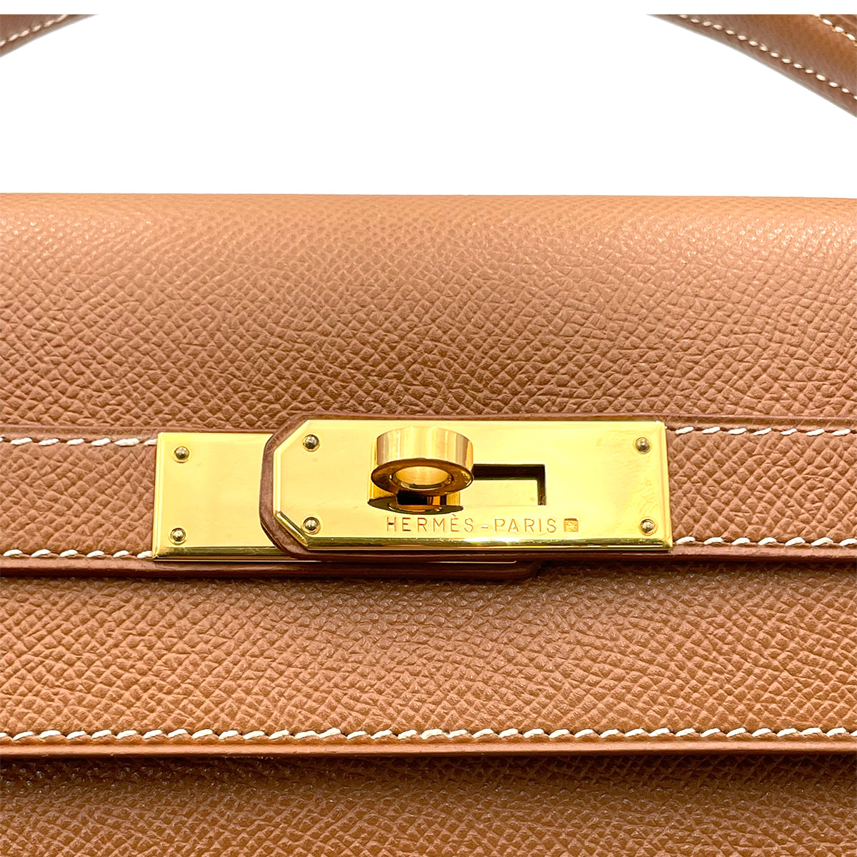HERMES KELLY 32 SELLIER GOLD COUCHVEL HAND SHOULDER BAG □A 90263607