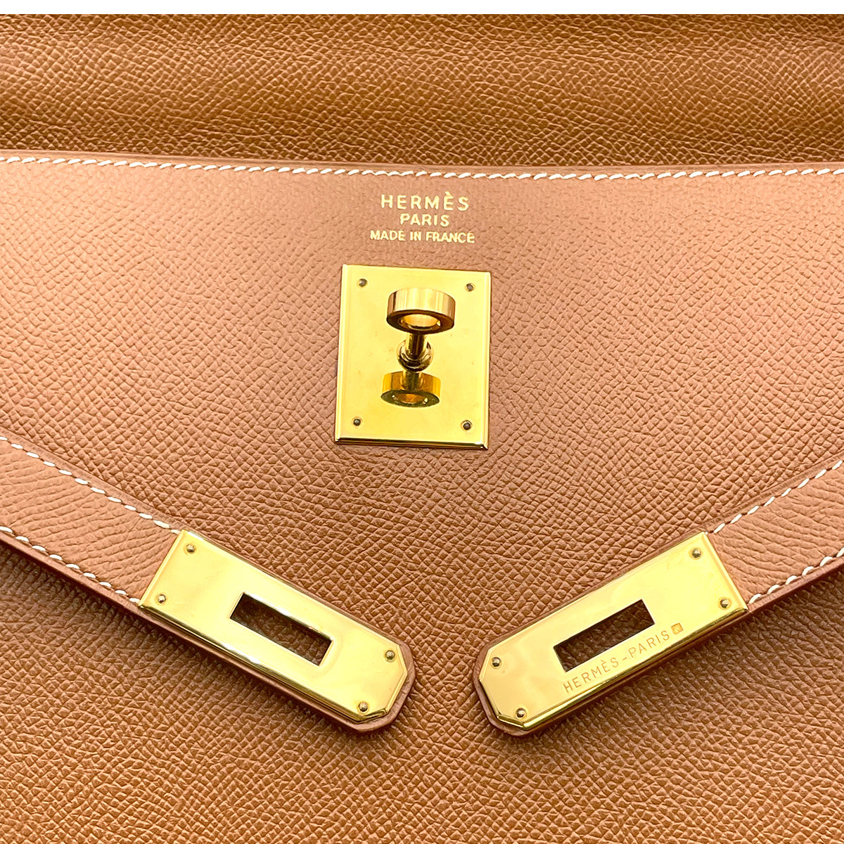 HERMES KELLY 32 SELLIER GOLD COUCHVEL HAND SHOULDER BAG □A 90263607