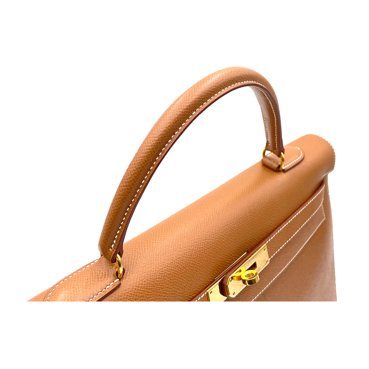 HERMES KELLY 32 SELLIER GOLD COUCHVEL HAND SHOULDER BAG □A 90263607