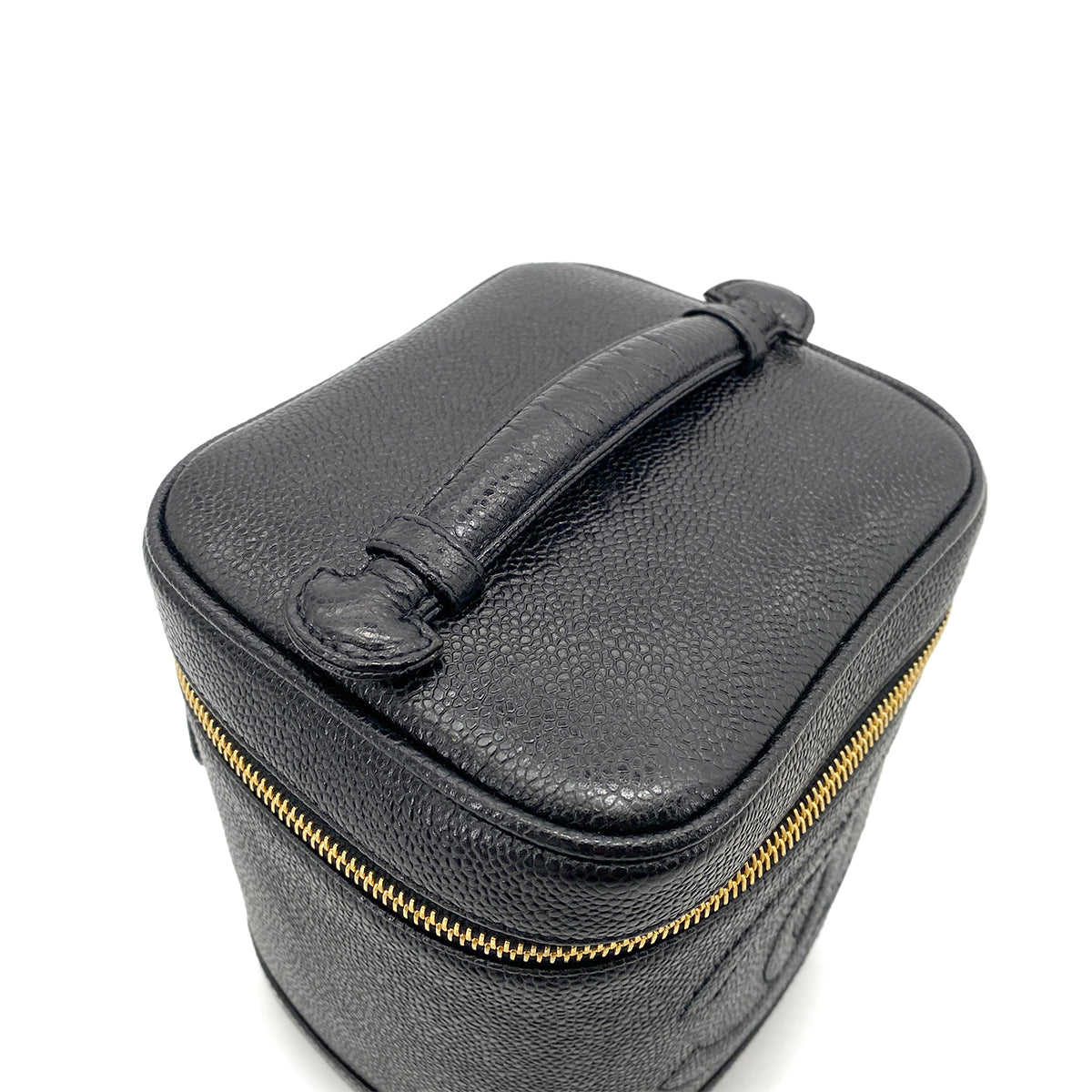 CHANEL VINTAGE VANITY HAND BAG BLACK CAVIAR SKIN 90263620