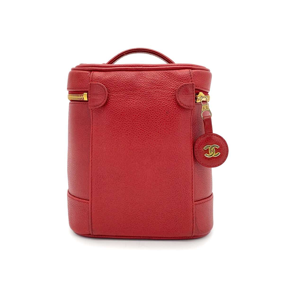 CHANEL VINTAGE VANITY HAND BAG RED CAVIAR SKIN 90263622