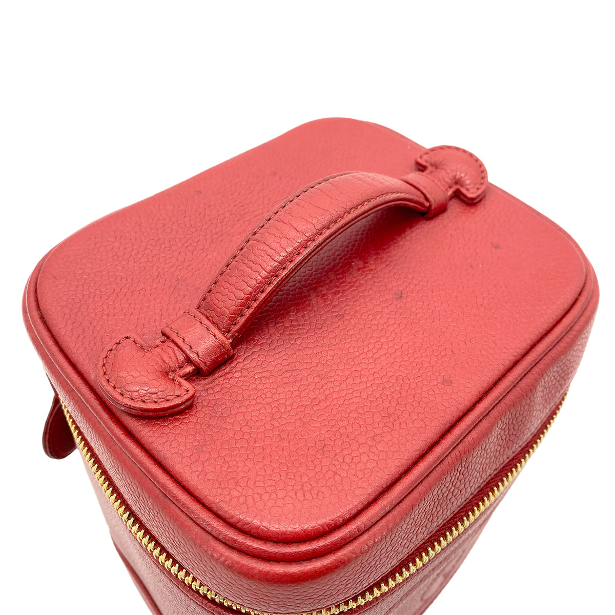 CHANEL VINTAGE VANITY HAND BAG RED CAVIAR SKIN 90263622