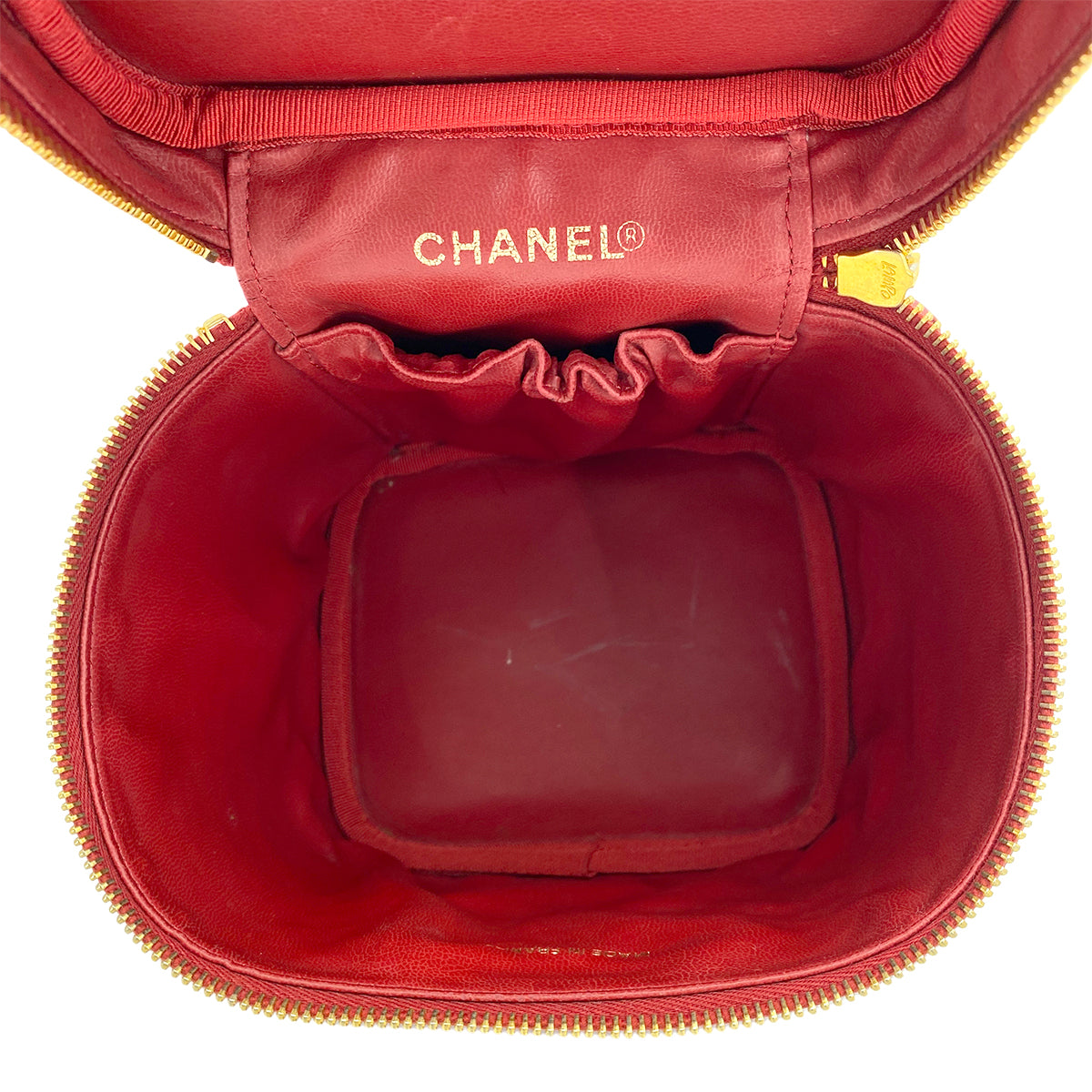 CHANEL VINTAGE VANITY HAND BAG RED CAVIAR SKIN 90263622