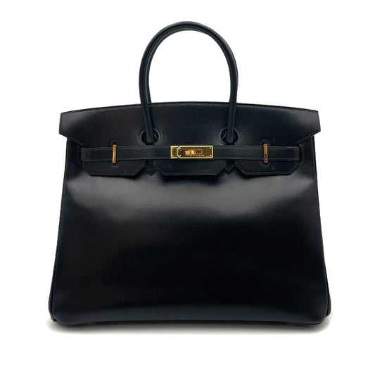 HERMES BIRKIN 35 BLACK BOXCALF HAND BAG □A 90263626