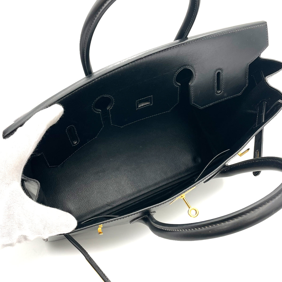 HERMES BIRKIN 35 BLACK BOXCALF HAND BAG □A 90263626