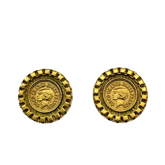 CHANEL VINTAGE EARRINGS COCOMARK ROUND ACCESSOR 90263637