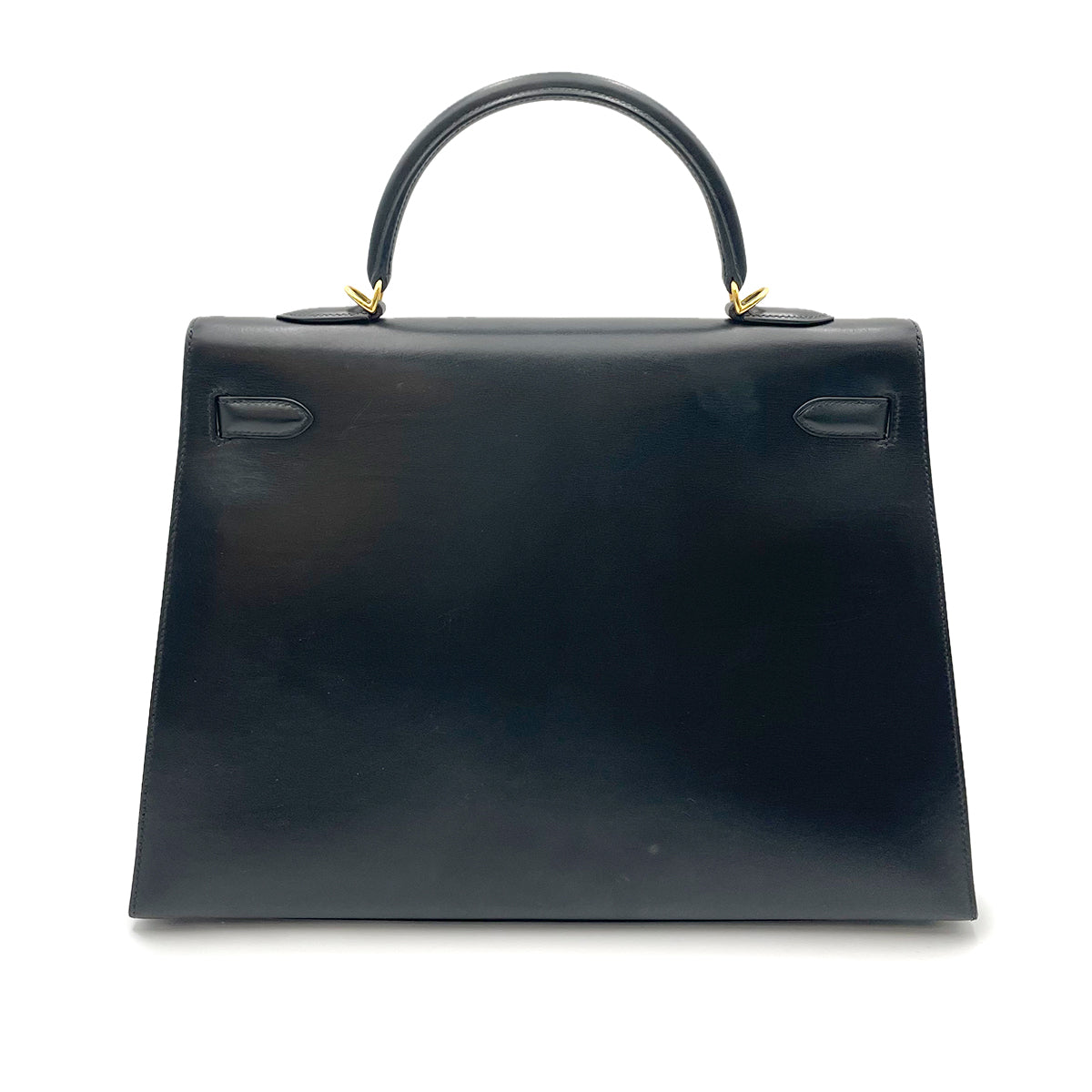 HERMES KELLY 35 SELLIER BLACK BOXCALF HAND SHOULDER BAG □E 90263639