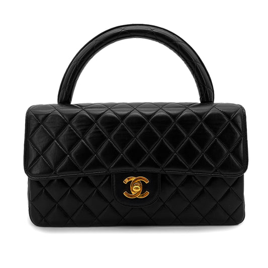 CHANEL VINTAGE PARENT-CHILD BAG PARENTS ONLY BLACK LAMB SKIN 90263640