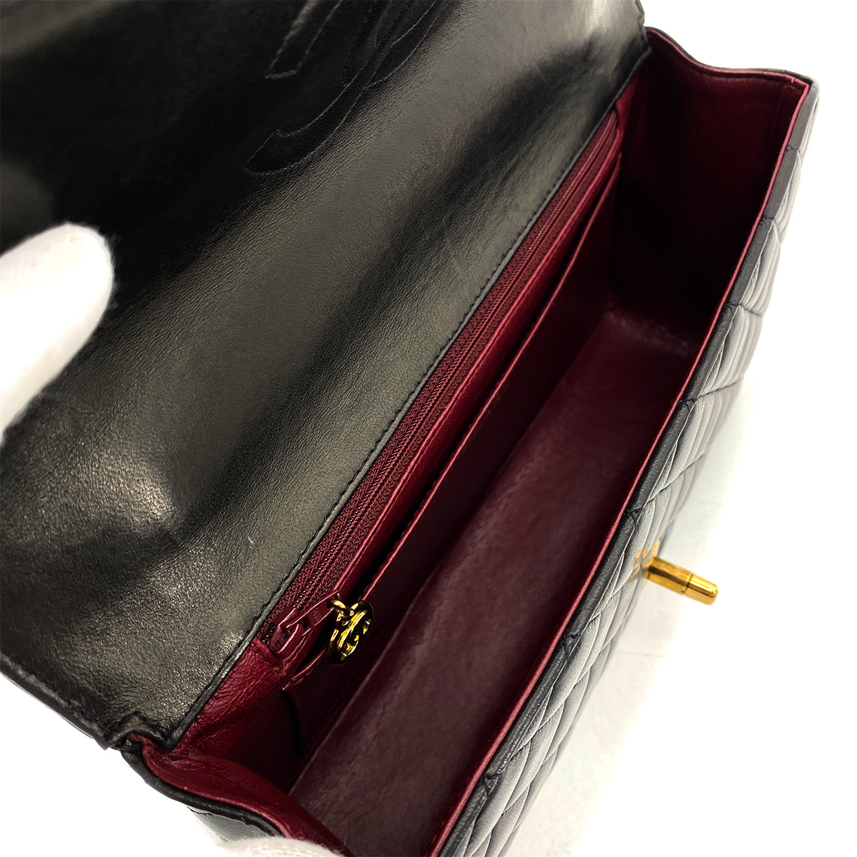 CHANEL VINTAGE PARENT-CHILD BAG PARENTS ONLY BLACK LAMB SKIN 90263640