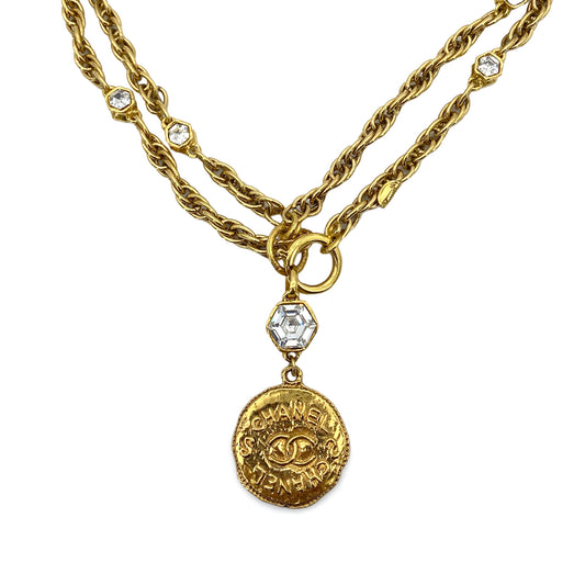 CHANEL VINTAGE NECKLACE COCOMARK RHINESTONE ACCESSORY 90263644